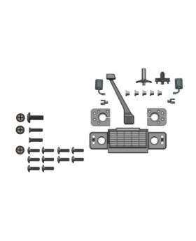 A.  Snorkel
B. Light Mount
C. Front Grill Set
D. Rear-view Mirrors
E. Spare Wheel stand